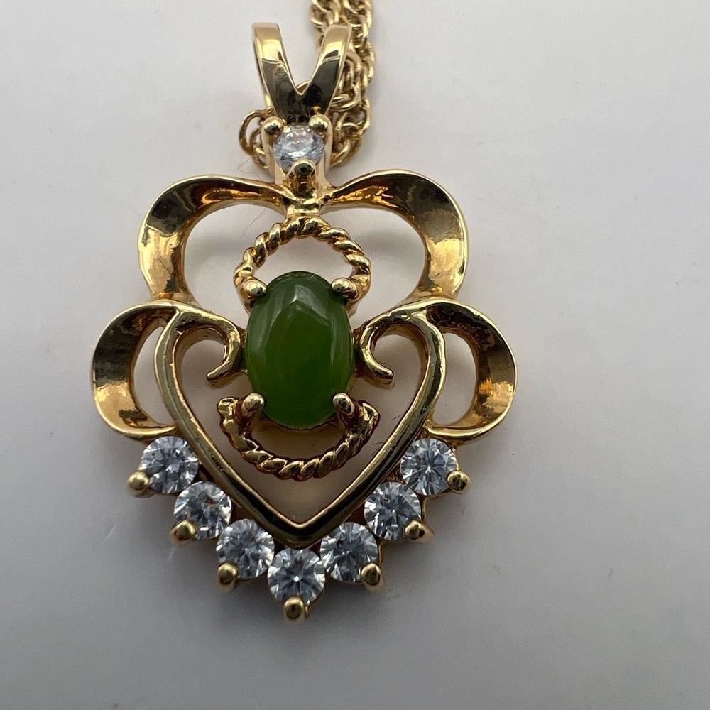 Joseph Cleary JC Green Chalcedony gemstones and CZ diamonds necklace and earring - Picture 5 of 15